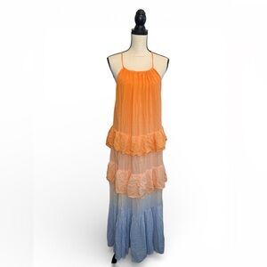 NWT Young Fabulous & Broke Frida Maxi Ombre Boho Dress Orange  Women M